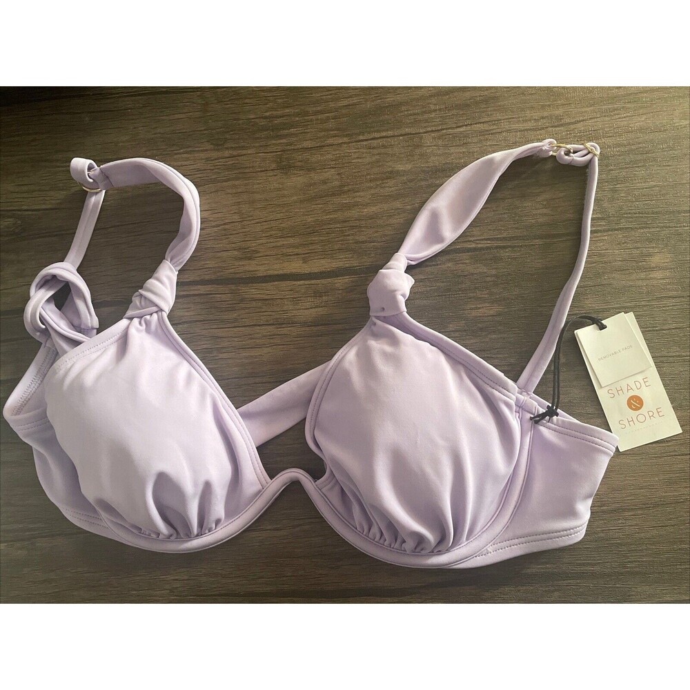 Shade & Shore Womens 34D Purple Knot Detail Continuous Underwire Bikini Top NWT